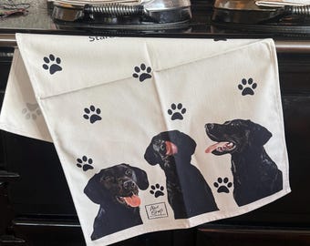 labrador tea towel - Black Labrador tea towel - fun Labrador gift