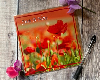 Poppy card - poppy note card - poppy greeting card - hello card - floral note card - flower card