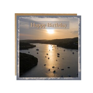 Happy Birthday greeting card with salcombe harbour photograph Salcombe card birthday card salcombe birthday card mens birthday card