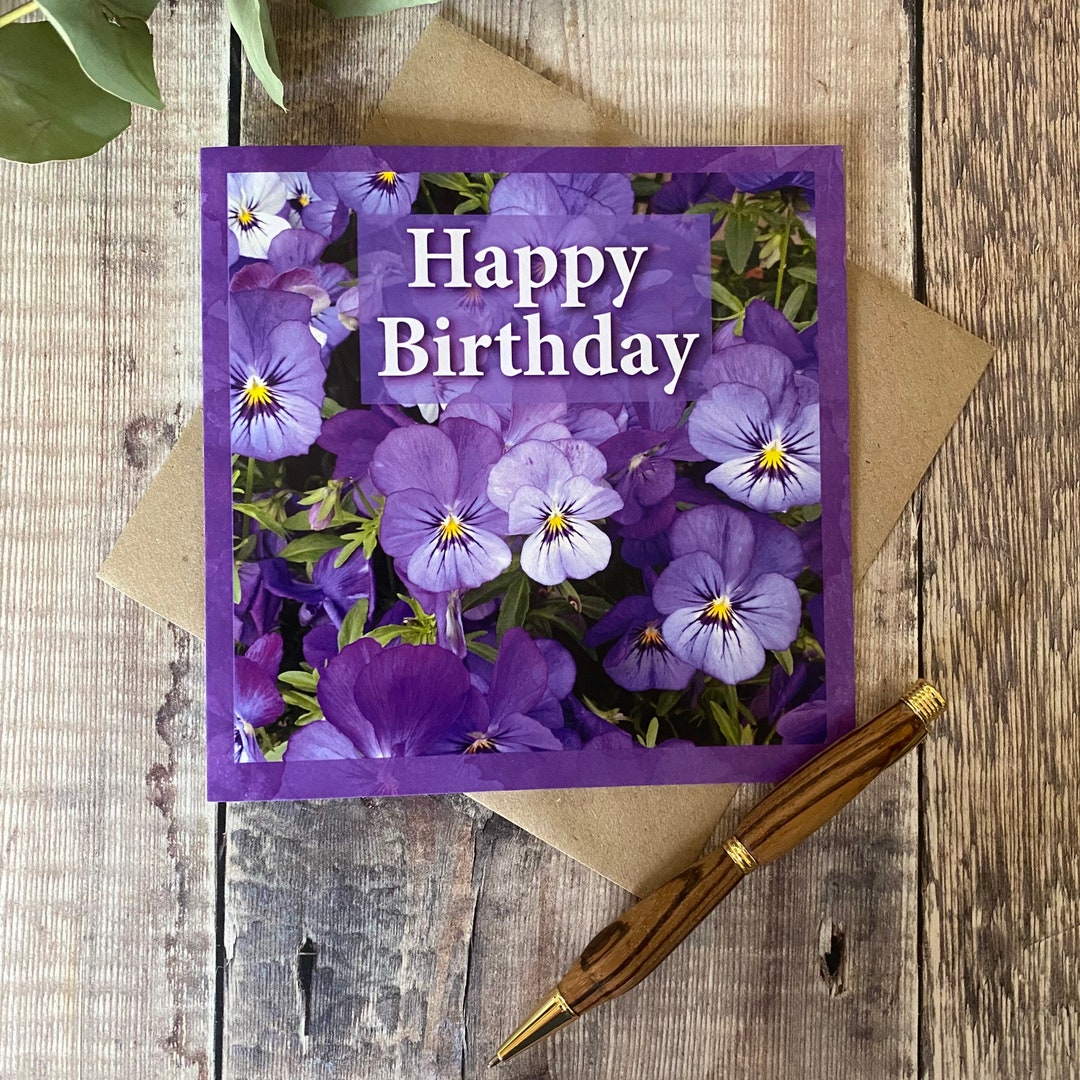 Happy Birthday Card Flower Card Pretty Happy Birthday Card Etsy
