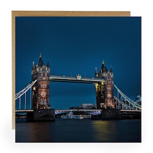 London Greeting card - Tower bridge greeting card - london card - london souvenir greeting card - Tower bridge at night greeing card