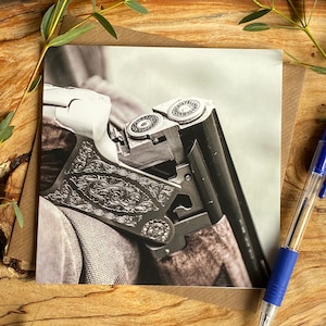Carte de voeux de style pousse de faisan/campagne, arme chargée - carte de voeux de fusil de chasse