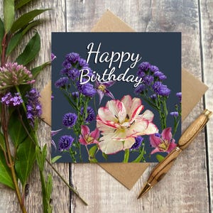 Carte de joyeux anniversaire - carte d'anniversaire florale - carte d'anniversaire pour un ami - jolie carte d'anniversaire de fleurs - cadeau d'anniversaire de fleurs