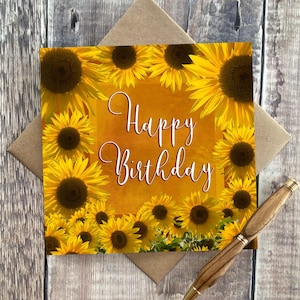 Carte joyeux anniversaire - carte d'anniversaire tournesol - carte d'anniversaire pour maman - carte d'anniversaire fleurie