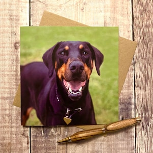 Happy Doberman Greeting Card: Blank Inside, Dog Lover Card