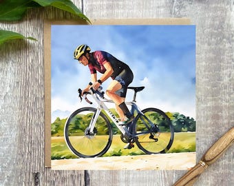 Cycling Birthday Card: Racing Bike Art, Sports Greeting Card