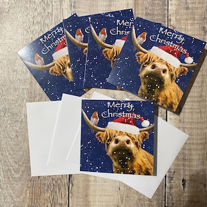 Hooglandkoeienpakket kerstkaarten- kerstkaart- hooglandkoekaart - verkrijgbaar in 2 maten