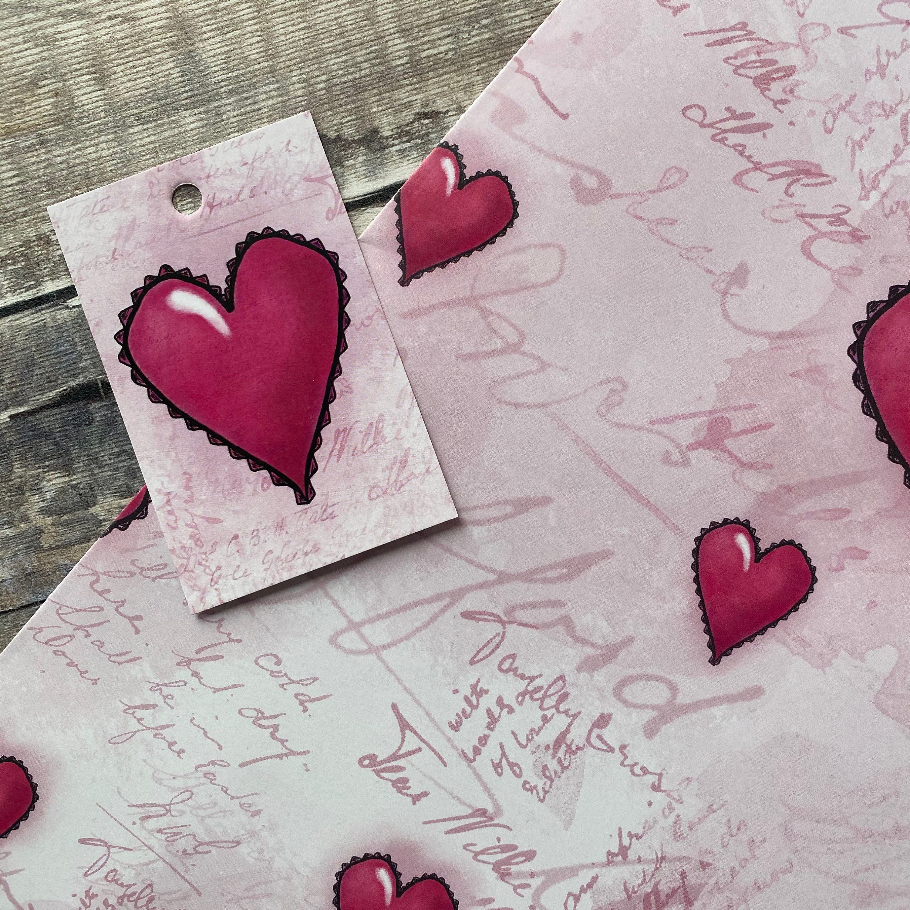 Pretty Hearts Love Gift Wrap | Present Paper, 1/4 Ream 208 ft x 24 in