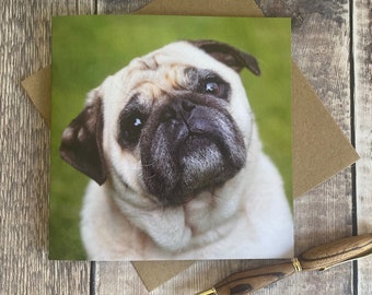 Pug Greeting Card: Blank Inside, Dog Lover Card - pug birthday card