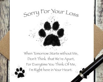 Dog Loss Sympathy Card: Pet Condolences, Personalised Option - wildflower seed option