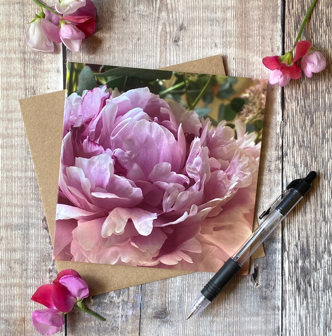 Peony Flower Greeting Card: Floral Birthday Card for Mom - Etsy