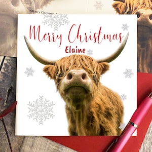 Highland cow Christmas card- Christmas card- highland cow card - personalised highland cow Christmas card