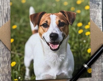 Jack Russell Dog Greeting Card: Sunshine Buttercups Design