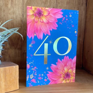 Carte 40e anniversaire - 40 CARTES - 40 cartes d’anniversaire florales - 40e carte pour ami - 40e anniversaire