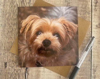 Yorkshire Terrier Dog Greeting Card: Blank Inside, Kraft Envelope