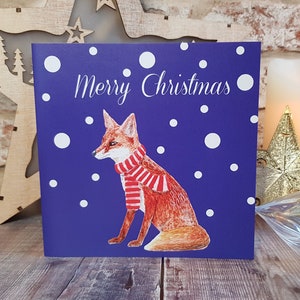 Carte de Noël Fox - Carte d’hiver - Fox Lover - Carte de vacances - Fait à la main - Carte de la faune - Renard - Carte de vœux