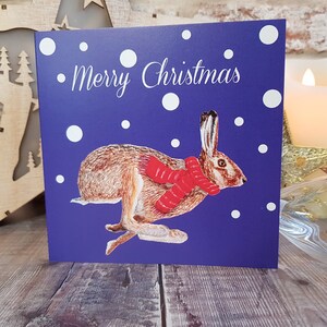 Hazenkaart - Kerstkaart - Winterkaart - Blanco Kaart - Wildlife Kerstkaart - Winter haas