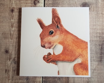 Eekhoorn kaart - rode eekhoorn - eekhoorn wenskaart - eekhoorn verjaardagskaart - leeg binnenin - eekhoorn verjaardagskaart - elke gelegenheid