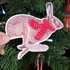 Grande adesivo di lepre - Adesivi animali - Adesivi per animali selvatici - Adesivi in vinile - Adesivi natalizi - Regalo della fauna selvatica - Impermeabile