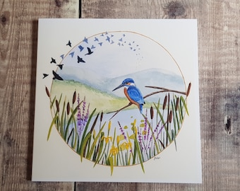 Kingfisher card - Blank Inside - Quality Card - Wildlife Card - Countryside Card - Kingfisher Birthday Card- Kingfisher Anniversary Card