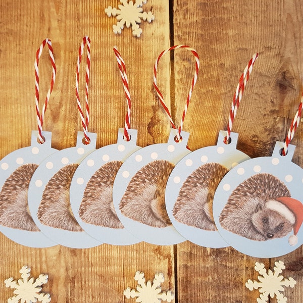 Hedgehog Gift Tags - Pack of 6 - Christmas Gift Tags - Winter Wildlife Tags - Festive - Wildlife Gift tags - Animal Gift Tags -Christmas Tag