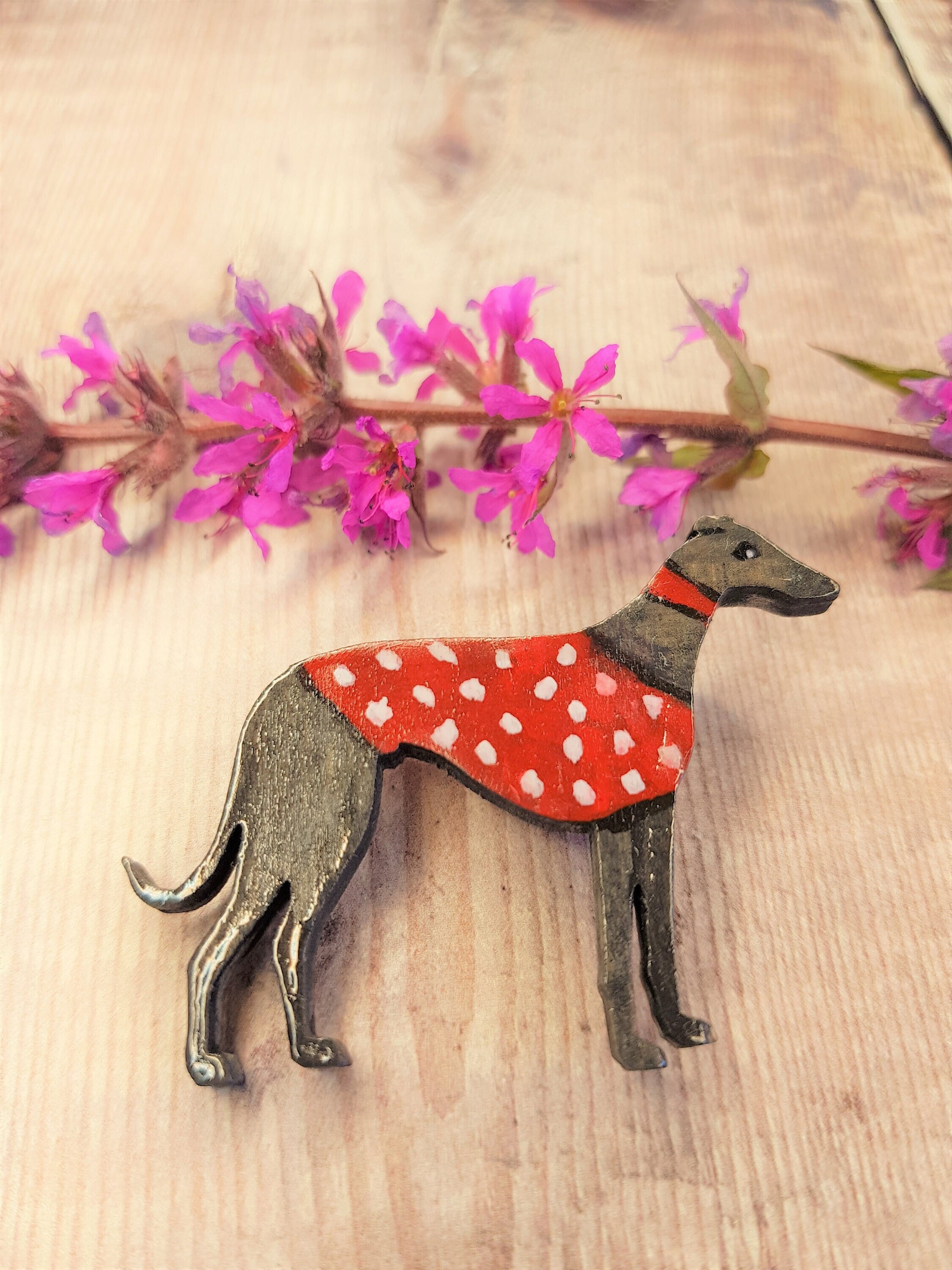 Greyhound Brooch - Greyhound Badge - Dog Badge - Wooden Badge - sighthound - Whippet - Hound - Greyhound Pin - lurcher - lapel pin Brooch
