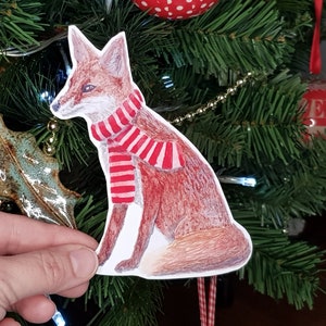 Grand autocollant Fox - Autocollants pour animaux - Autocollants pour la faune - Autocollants en vinyle - Autocollants de Noël - Cadeau de la faune - Imperméable à l’eau