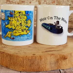 Mug - Weir on the Move Mug - Mapa del canal - Mapa widebeam - Barco - Barco estrecho - Widebeam Boat - Barco del canal
