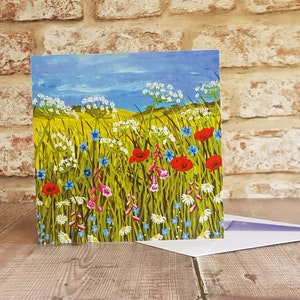 Flower Meadow Blank Greetings Card - flores - prado - tarjeta en blanco - tarjeta de felicitaciones