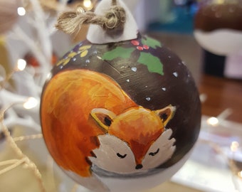 Fox Bauble - Ceramic Hand painted Bauble - Wildlife Bauble - Christmas Bauble - Handmade Bauble - Christmas Ornament - Christmas Decoration