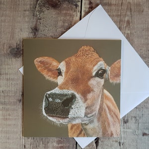 Cartão de vaca Jersey - cartão em branco - cartão de felicitações - vaca - animais de fazenda