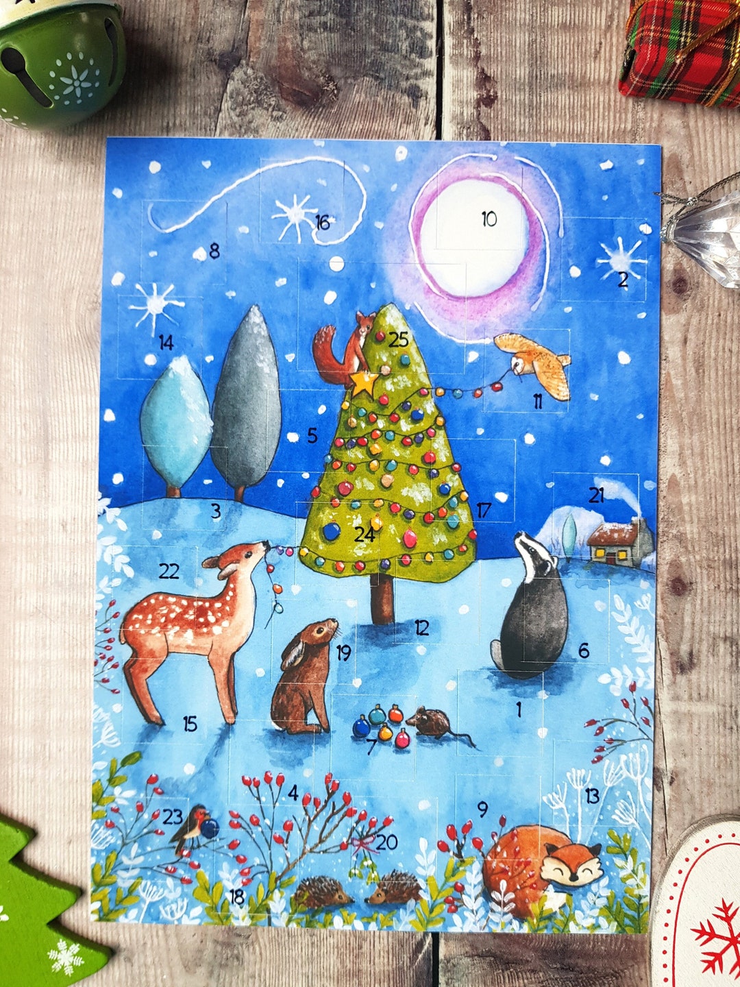 Traditional Advent Calendar 25 Doors Picture Under Each Etsy UK