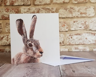 Hare Card - Blank Card - Easter Card-  greetings card - wildlife card - Hare - british wildlife - nature card - card