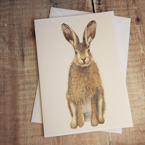 Haaskaart - blanco kaart - verjaardagskaart - wenskaart - Wildlife Card - Haas - Britse Wildlife - natuurkaart - konijnkaart - Haasliefhebber
