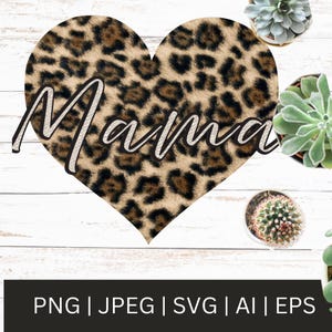 Texto de coração com estampa de leopardo PNG: download digital instantâneo para artesãos e projetos "faça você mesmo"
