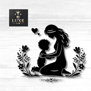 Mama und Kind Silhouette SVG: Sofortiger Download für die Mutter und Kind Silhouette für DIY-Projekte und Geschenke