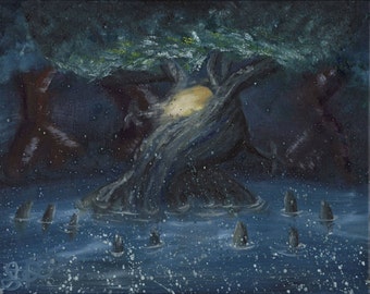 Final Fantasy X Konsttryck "Macalania Forest" Oljemålning Gaming Olika Storlekar Giclée Arkiv