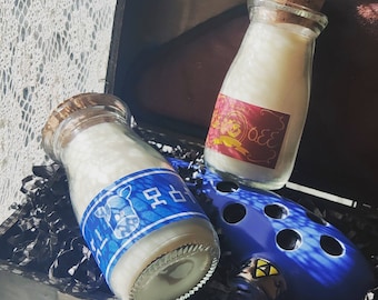 Leyenda de Zelda Lon Lon Milk y Chateau Romani Paquete de 2 velas / 100% cera de soja / vela de soja / cera de soja sin teñir / cera natural / regalos nerd