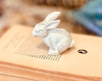 Color Small Cast Iron Rabbit, Easter bunny, vintage Rabbit Sculpture