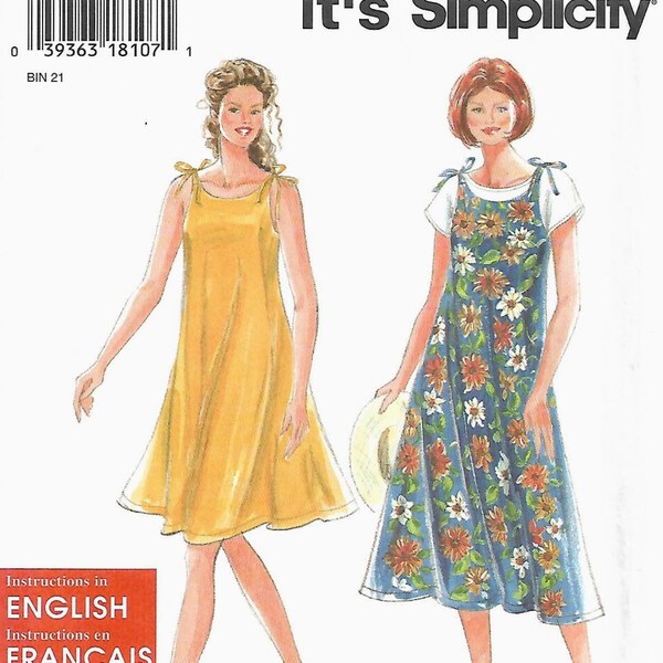 So Easy SIMPLICITY 9610 Sizes XS-XL. Dress or jumper. A-line, ties at shoulders. T-shirt. Perfect for summer. Long, short. Sewing helps.