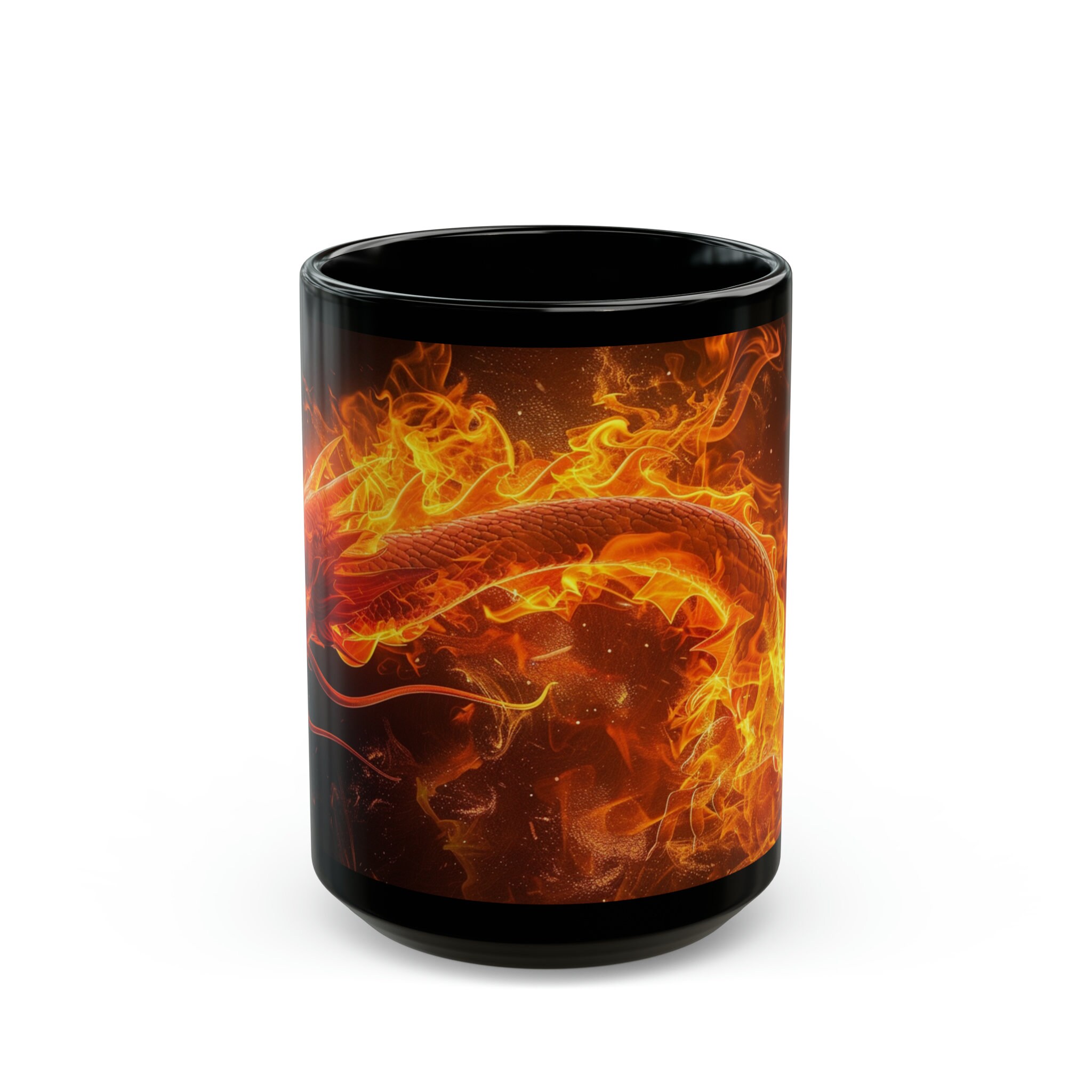 Fire Dragon Mug - Flaming Dragon on Black 11oz or 15oz Coffee Cup - Etsy