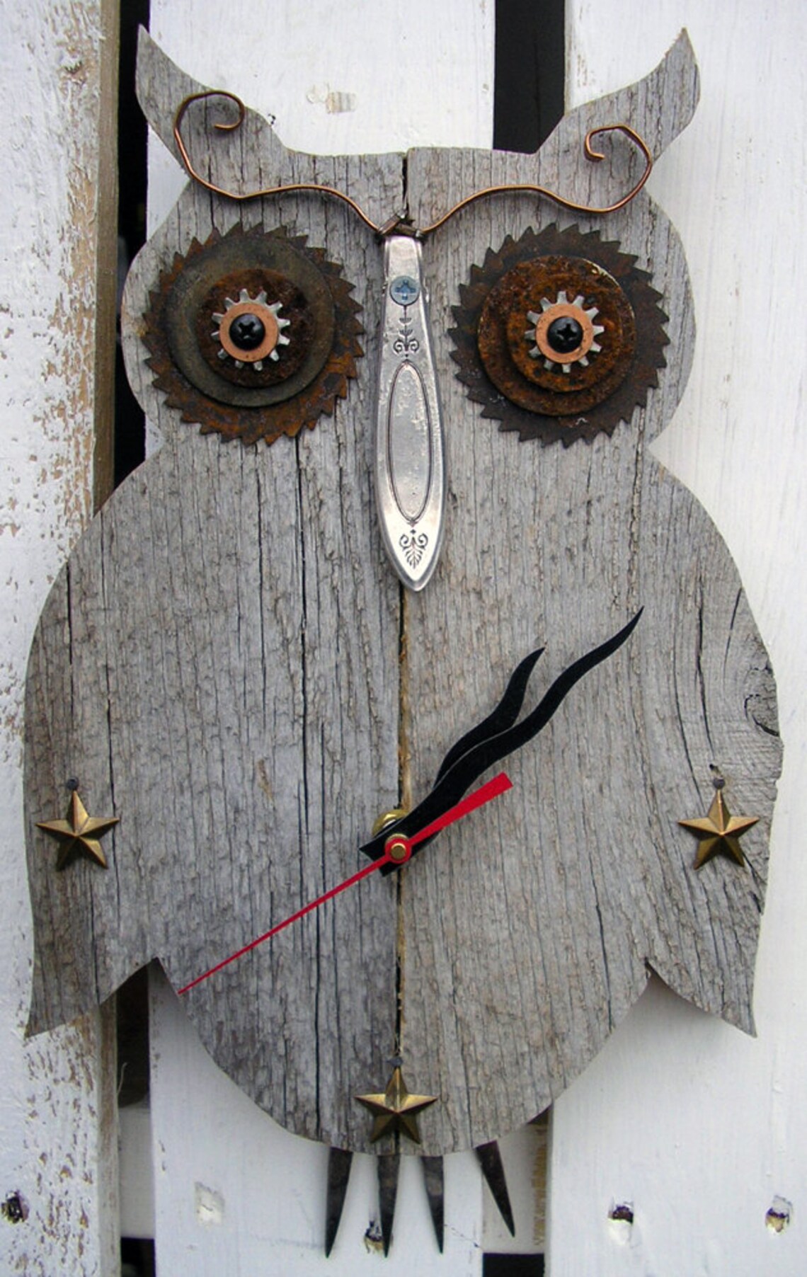 Rustic Owl CLOCK Weathered Wood Reclaimed Wood Family Etsy