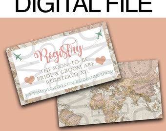 Traveling from Miss to Mrs Bridal Shower Registry Card Custom Digital File