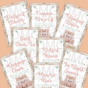 Traveling from Miss to Mrs Bridal Shower Set of 8 Table Decor Signs 5x7 or 8x10 INSTANT DIGITAL DOWNLOAD