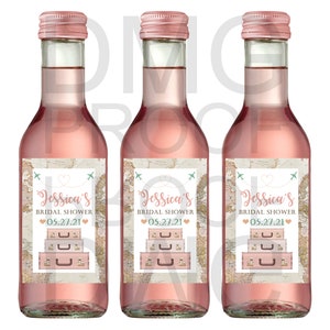 Traveling from Miss to Mrs Custom Bridal Shower Mini Wine Bottle Favor Labels 2x3 DIGITAL FILE