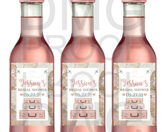 In viaggio da Miss a Mrs Custom Bridal Shower Mini Wine Bottle Favor Labels 2x3 DIGITAL FILE