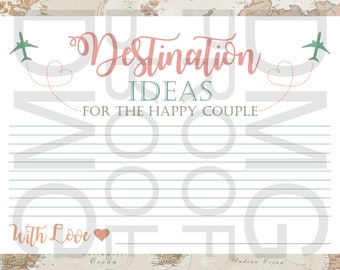Traveling from Miss to Mrs Bridal Shower Destination Ideas Card INSTANT DIGITAL DOWNLOAD