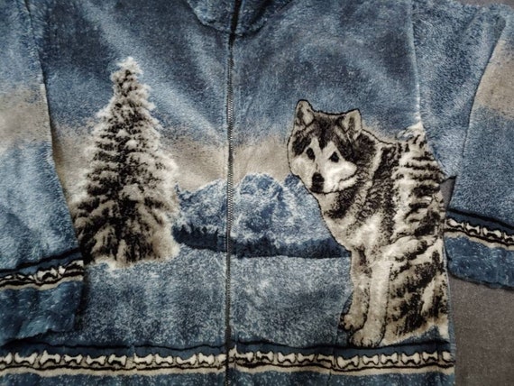 Wolf Plush Fleece Jacket Winter Wolves Unisex Adult Sizes