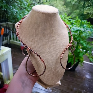 Fantasy Hammered Copper Torque Necklace, Jewelry For Nature Lovers, Ren Faire Inspired Art