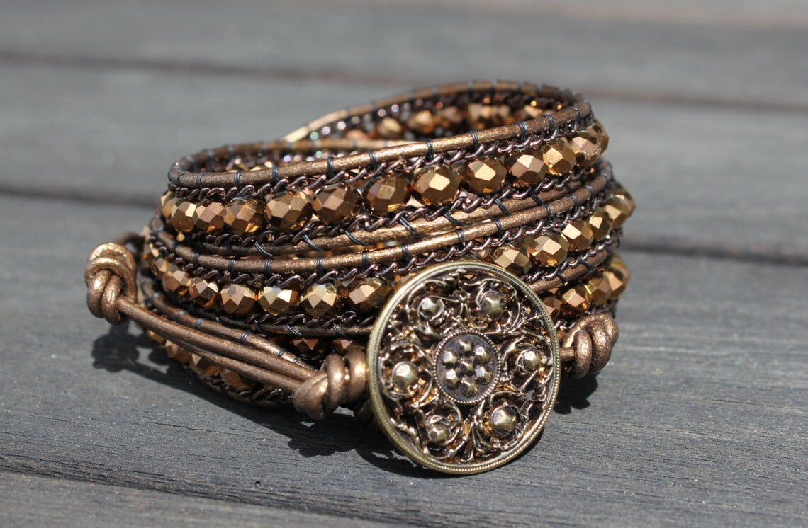 Bronze 4 Wrap Bracelet Etsy